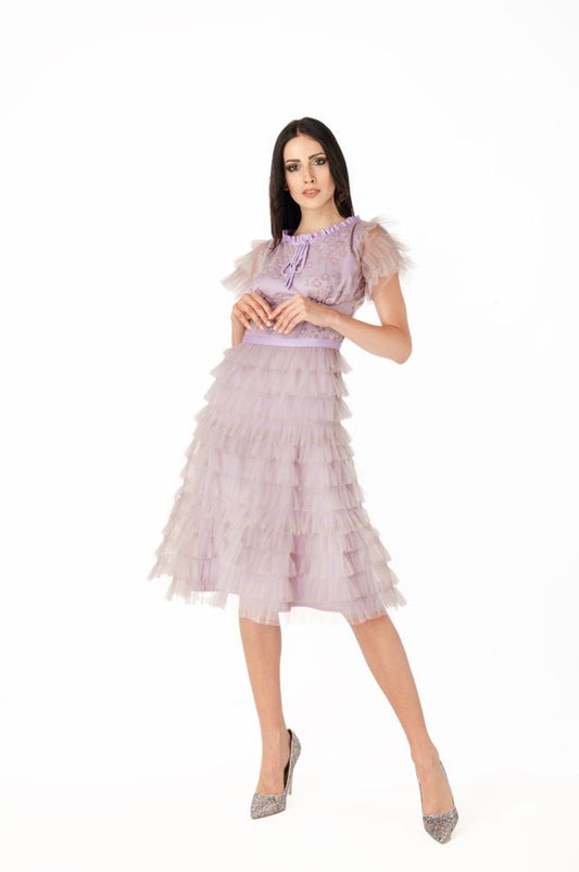 Abito donna in tulle a balze