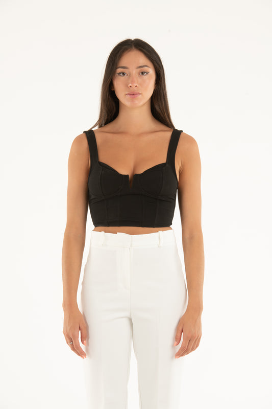 Crop-Top stile bustier in cotone